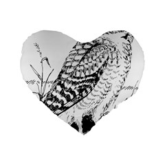 Animal Bird Forest Nature Owl Standard 16  Premium Flano Heart Shape Cushions by Nexatart