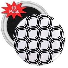 Diagonal Pattern Background Black And White 3  Magnets (10 Pack)  by Sapixe