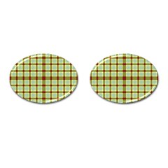 Geometric Tartan Pattern Square Cufflinks (oval) by Sapixe
