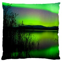 Green Northern Lights Canada Large Cushion Case (two Sides) by Sapixe