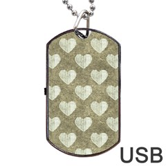 Hearts Motif Pattern Dog Tag Usb Flash (one Side) by dflcprints