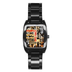 Guitar Typography Stainless Steel Barrel Watch by Sapixe