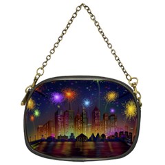 Happy Birthday Independence Day Celebration In New York City Night Fireworks Us Chain Purses (one Side)  by Sapixe