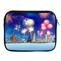 Happy New Year Celebration Of The New Year Landmarks Of The Most Famous Cities Around The World Fire Apple Ipad 2/3/4 Zipper Cases by Sapixe