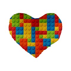 Lego Bricks Pattern Standard 16  Premium Flano Heart Shape Cushions