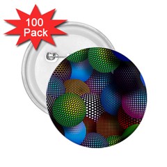 Multicolored Patterned Spheres 3d 2 25  Buttons (100 Pack)  by Sapixe
