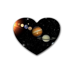 Outer Space Planets Solar System Heart Coaster (4 Pack)  by Sapixe