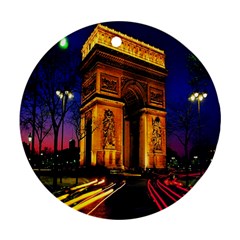 Paris Cityscapes Lights Multicolor France Round Ornament (two Sides) by Sapixe
