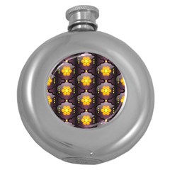 Pattern Background Yellow Bright Round Hip Flask (5 Oz) by Sapixe