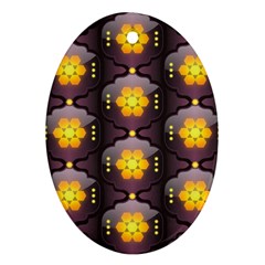Pattern Background Yellow Bright Oval Ornament (two Sides)