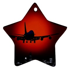 Red Sun Jet Flying Over The City Art Ornament (star) by Sapixe