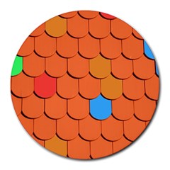 Roof Brick Colorful Red Roofing Round Mousepads