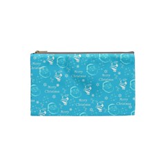 Santa Christmas Collage Blue Background Cosmetic Bag (small) 