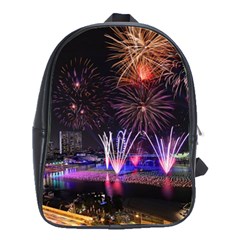 Singapore The Happy New Year Hotel Celebration Laser Light Fireworks Marina Bay School Bag (large)