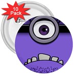 Evil Purple 3  Buttons (10 pack) 