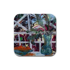 Still Life With Tangerines And Pine Brunch Rubber Square Coaster (4 Pack)  by bestdesignintheworld