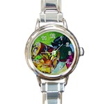 Still Life With A Pig Bank Round Italian Charm Watch