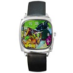 Still Life With A Pig Bank Square Metal Watch Front