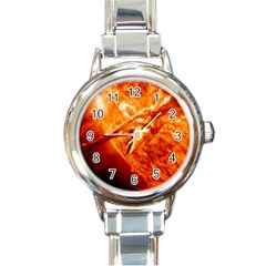Spectacular Solar Prominence Round Italian Charm Watch by Sapixe