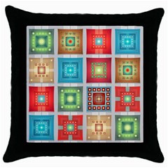 Tiles Pattern Background Colorful Throw Pillow Case (black) by Sapixe
