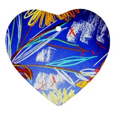 Ceramic Jur And Sunlowers Ornament (heart) by bestdesignintheworld