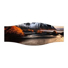 Vestrahorn Iceland Winter Sunrise Landscape Sea Coast Sandy Beach Sea Mountain Peaks With Snow Blue Stretchable Headband