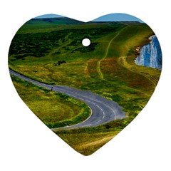 Cliff Coast Road Landscape Travel Heart Ornament (two Sides)