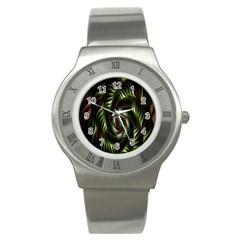 Fractal Christmas Colors Christmas Stainless Steel Watch