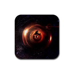 Steampunk Airship Sailing The Stars Of Deep Space Rubber Coaster (square)  by jayaprime