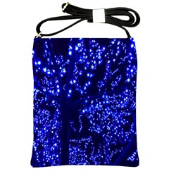 Lights Blue Tree Night Glow Shoulder Sling Bags by Sapixe