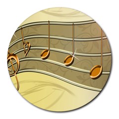 Music Staves Clef Background Image Round Mousepads by Sapixe