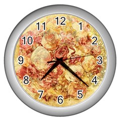 Vintage Digital Graphics Flower Wall Clocks (silver)  by Sapixe