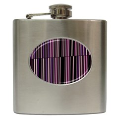 Shades Of Pink And Black Striped Pattern Hip Flask (6 Oz) by yoursparklingshop