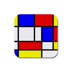 Piet Mondrian Mondriaan Style Rubber Square Coaster (4 Pack)  by yoursparklingshop