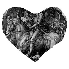 Death And The Devil - Albrecht Dürer Large 19  Premium Flano Heart Shape Cushions by Valentinaart