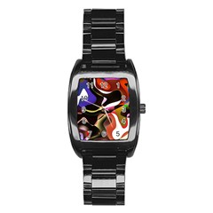 Abstract Full Colour Background Stainless Steel Barrel Watch by Modern2018