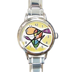 Abstract Art Colorful Round Italian Charm Watch by Modern2018