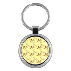 Funny Sunny Ice Cream Cone Cornet Yellow Pattern  Key Chains (round)  by yoursparklingshop