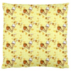 Funny Sunny Ice Cream Cone Cornet Yellow Pattern  Standard Flano Cushion Case (two Sides) by yoursparklingshop
