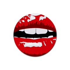 Sexy Mouth  Rubber Coaster (round)  by StarvingArtisan