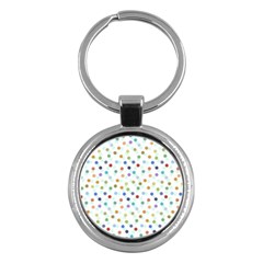 Dotted Pattern Background Brown Key Chains (round) 