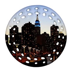 New York City Skyline Building Ornament (round Filigree) by Simbadda