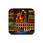 Shanghai Skyline Architecture Rubber Square Coaster (4 pack) 