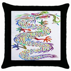 Dragon Asian Mythical Colorful Throw Pillow Case (black) by Simbadda