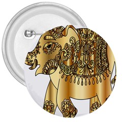 Gold Elephant Pachyderm 3  Buttons by Simbadda