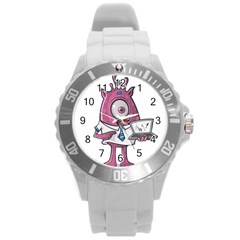 Business Education Logo Monster Round Plastic Sport Watch (l) by Simbadda