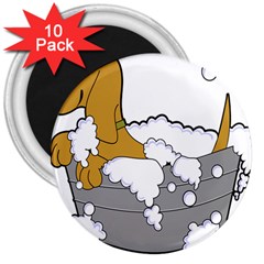 Dog Bath Grooming 3  Magnets (10 Pack)  by Simbadda