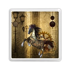 Awesome Steampunk Horse, Clocks And Gears In Golden Colors Memory Card Reader (square)  by FantasyWorld7