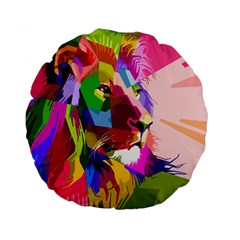 Animal Colorful Decoration Lion Standard 15  Premium Round Cushions by Simbadda