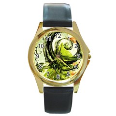 Pagoda Calligraphy 2 Round Gold Metal Watch by bestdesignintheworld